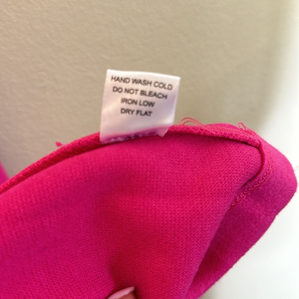 Haute Monde Longline Coat Size Large Hot Pink Side Pockets Single Button Closure - Picture 4 of 13